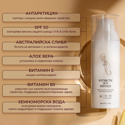 Премиум Антиоксидантен Крем с Пептиди, Антиоксиданти и висока UVA и UVB защита Фактор 50 (SPF50)